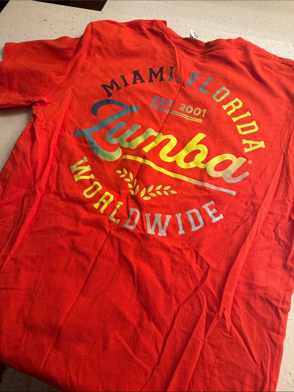 Zumba Fitness Red Short-Sleeve Graphic Tee with Multicolor Script